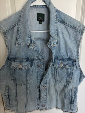 Light Blue Washed Denim Vest